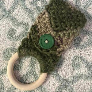 🐻New Single Ring w/Button Kitchen Towel Holder - Handmade